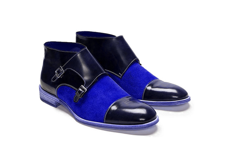Chukka Blue Premium Leather Rounded Cap Toe Party Wear Monk Men Stylish Boots