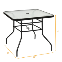 32 Patio Tempered Glass Steel Frame Square Table image 4