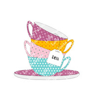 Teacups DIGITAL File.  Instant Download. No Physical Items Shipped.  PNG & SVG F