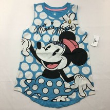 Disney Parks Minnie Mouse Tank Top Blue Polka Dots Girls Size Small - $19.75