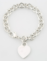 Tiffany & Co. Sterling Silver Blank Heart Tag Charm Bracelet 7.75" - $321.76