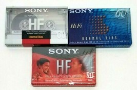 Lot Of 3 Blank Audio Cassette Tapes Sony Hi-Fi 60 Sony Hf 60/90 New Sealed (F2) - $24.49