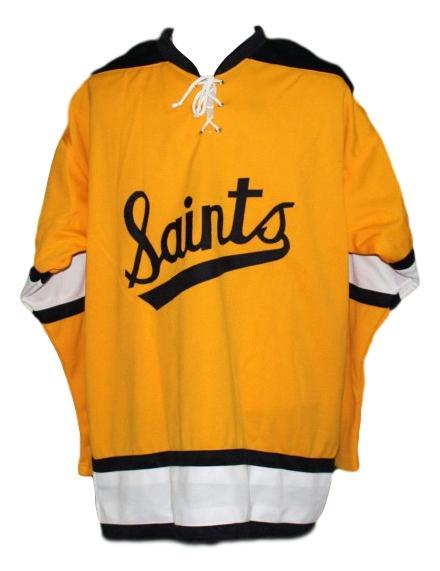 Any Name Number Minnesota Fighting Saints Retro Hockey Jersey Yellow Any Size