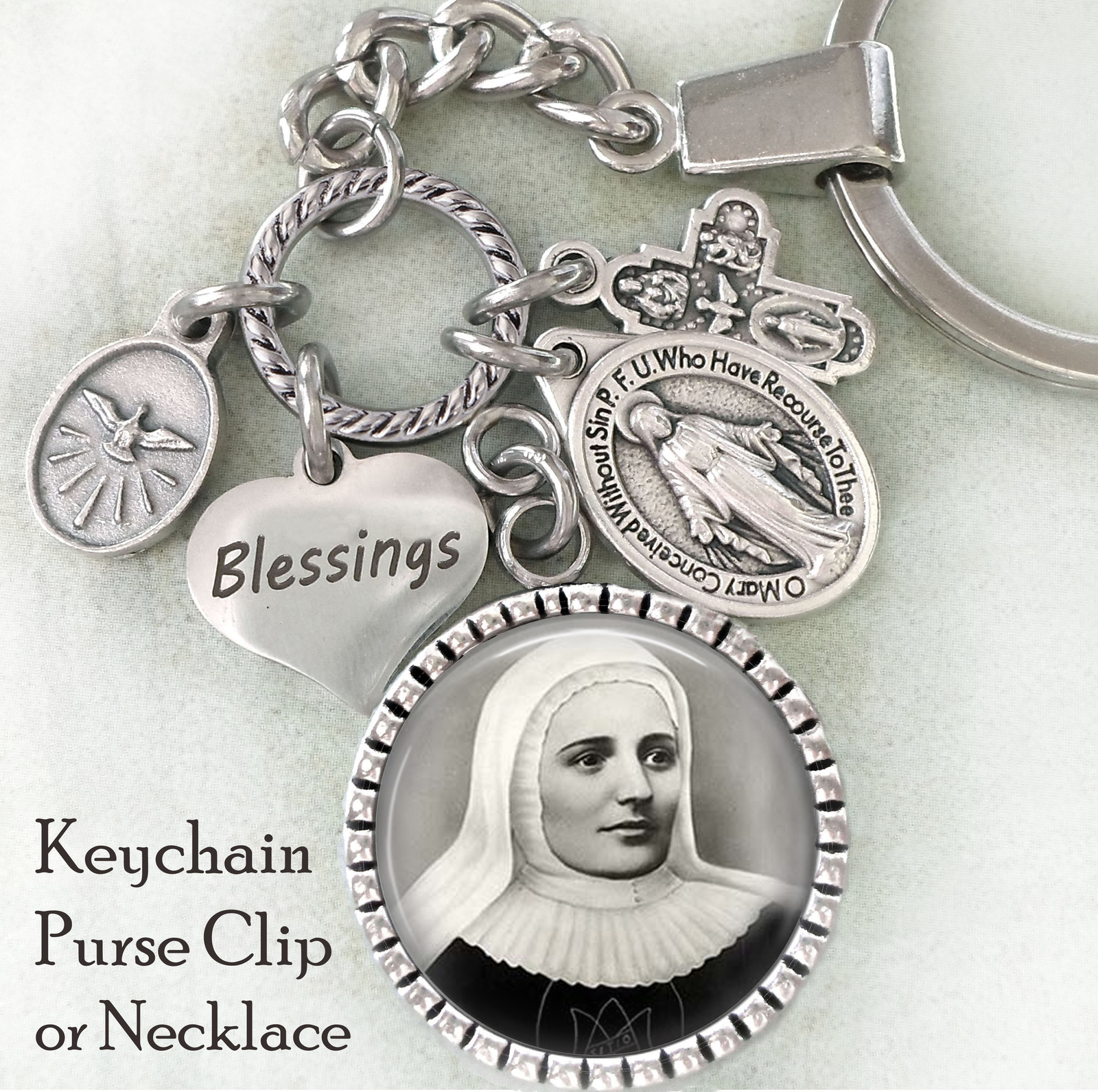 St. Laura of Cordoba Keychain Necklace Catholic Confirmation Patron