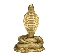 King Cobra Snake Serpent Statue Sculpture Cast Marble Gold Colour - $57.69