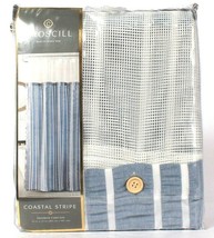 1 Count Croscill Coastal Stripe Blue 72" X 72" Shower Curtain 100% Polyester