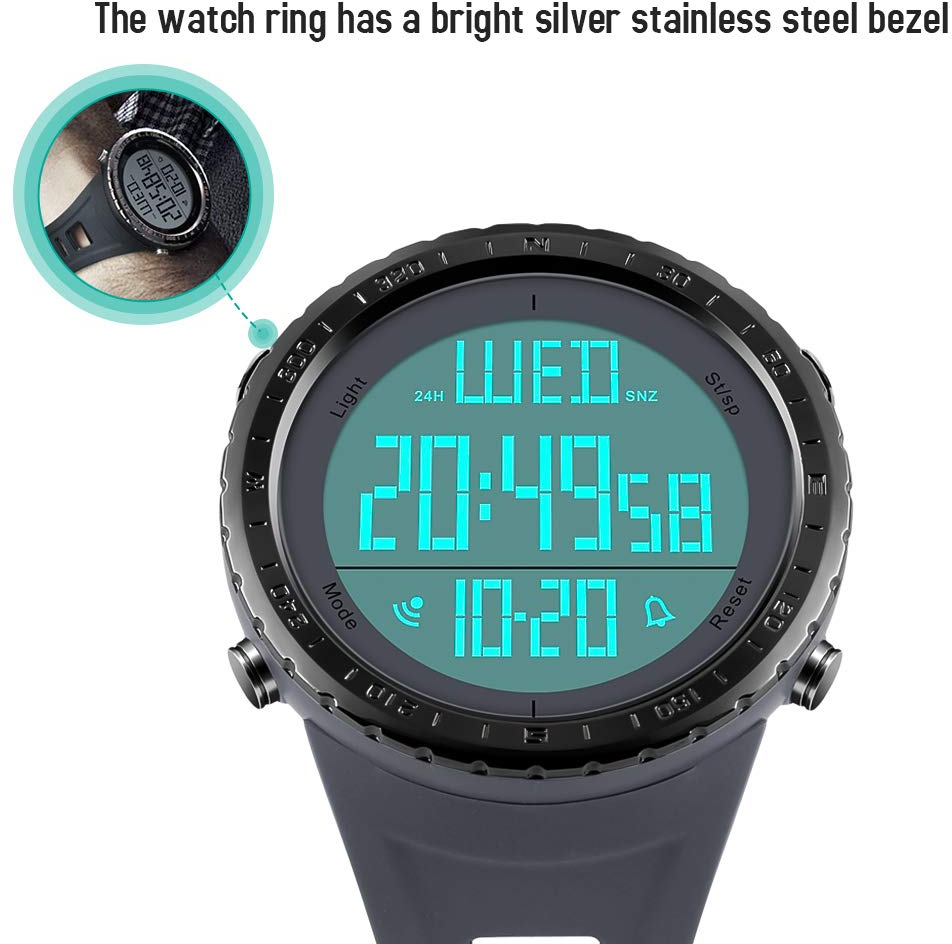 men's digital watch large display