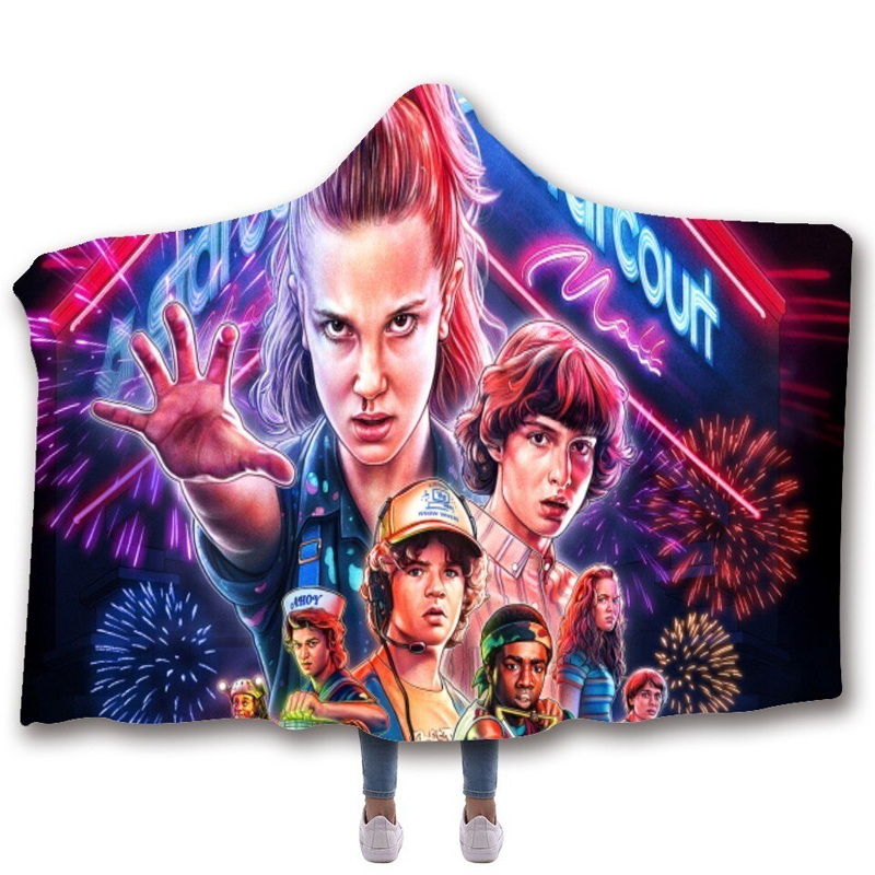 Stranger Things Hooded Throw Blanket Bedroom Home Blankets & Throws