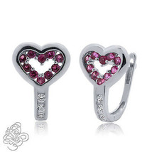 Womens 0.69CT 925 Silver Heart Ruby Huggie Hoop Earrings 14K Yellow Gold Plated  - $41.49