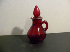 Vintage Small AVON Deep Ruby Red Glass Strawberry Bath Foam Cruet Pitcher - $10.00