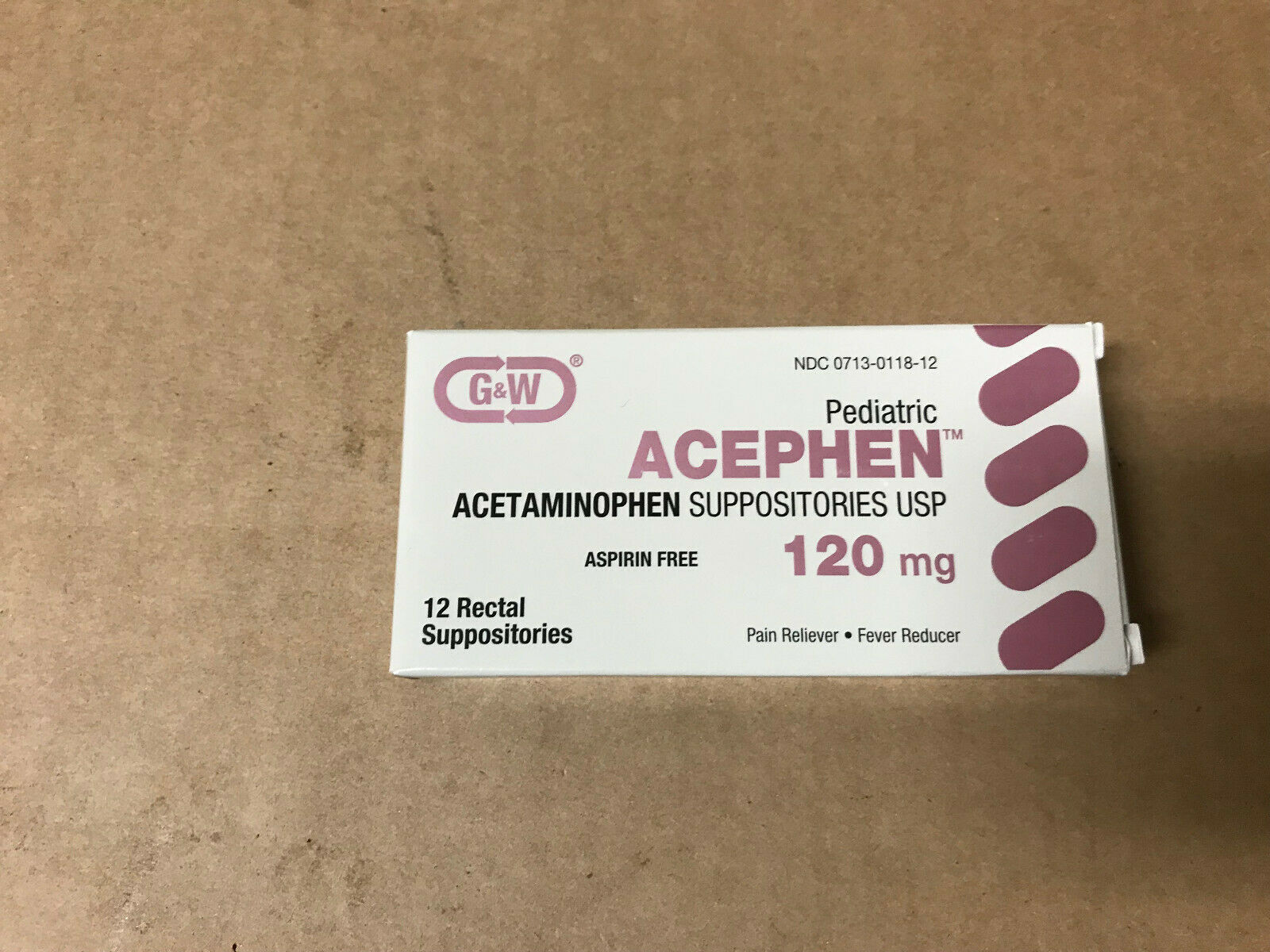 Acephen Pediatric Acetaminophen Suppositories USP 120 mg 12 Rectal