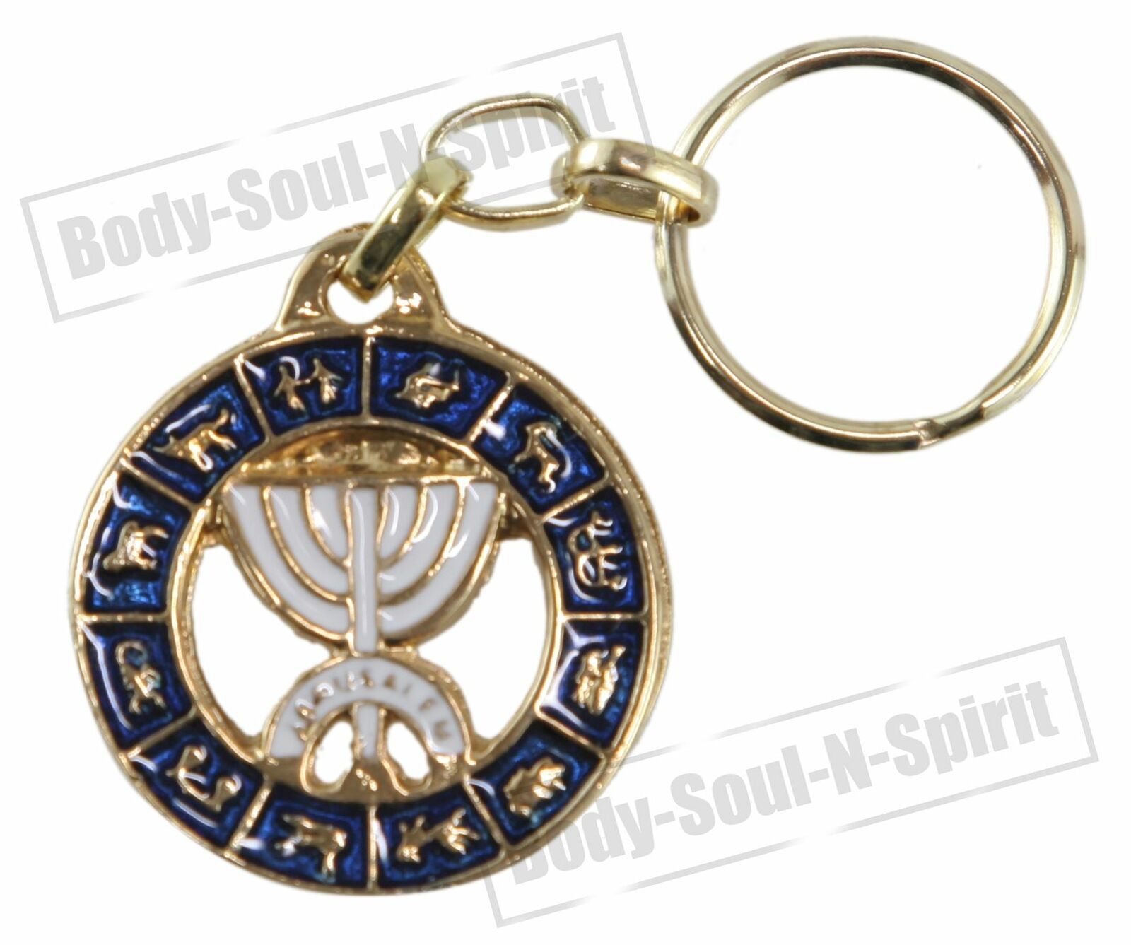 Israel MENORAH KeyChain ring Judaism zodiac Pendant karma Success Israeli Gift