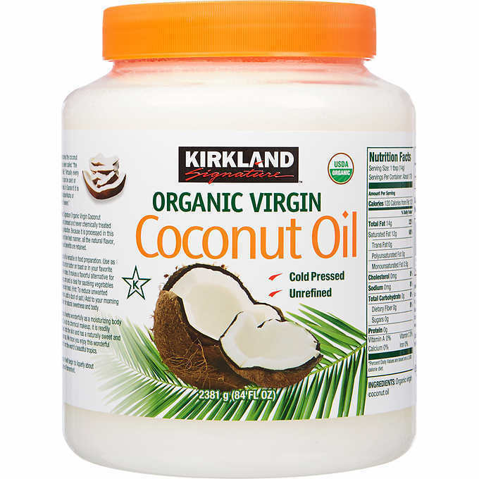 Kirkland Organic Virgin Coconut Oil Unrefined Cold Pressed Chemical Free 84 oz