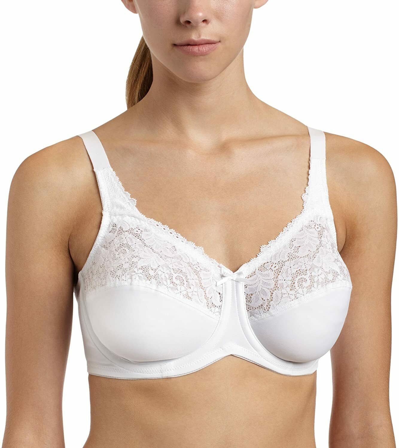 Lilyette WHITE Comfort Lace FullFigure Underwire Minimizer Bra, US 40G