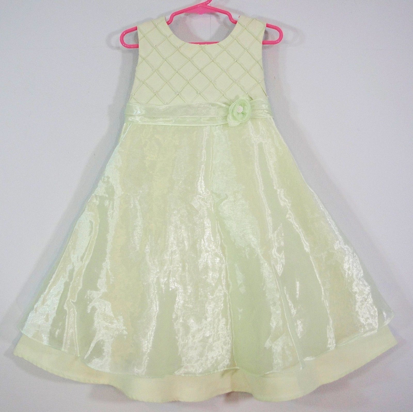 Primary image for Party Formal Easter Dress Mint Green Organza Overskirt Pearl Bead Bonnie Jean 5