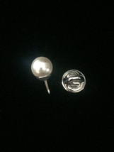 Vintage 60s Large Single Pearl and Stainless Tie Tack Pin image 3