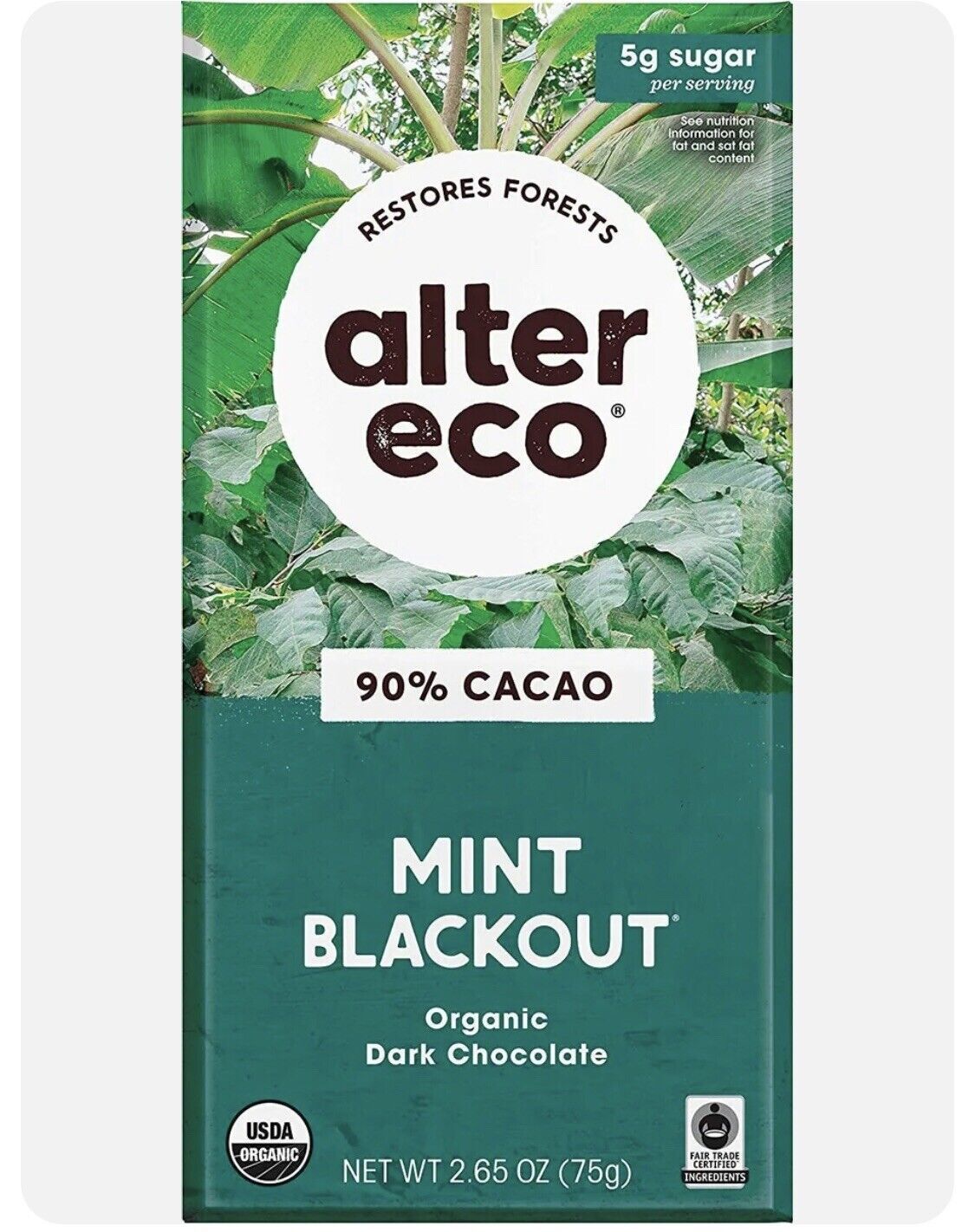 Alter Eco Organic Dark Chocolate Bars. Mint Blackout, 2.65 OZ (Pack of 4 )
