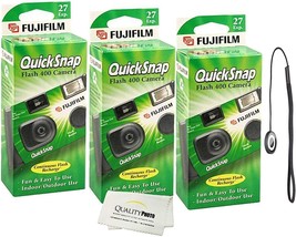 Fujifilm QuickSnap Flash 400 Disposable 35mm Camera + Quality Photo Microfiber C - $107.50