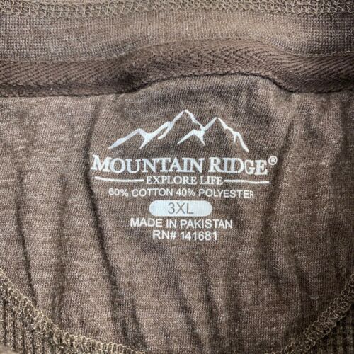 Mountain Ridge T-Shirt Mens 3XL Brown Long Sleeve Henley Neck Waffle ...