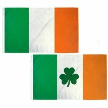 3x5 Ireland and Irish Clover Flag Set of 2 Shamrock St Patricks Day Bann... - $13.88
