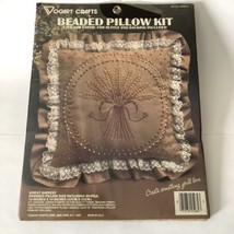 Vintage Vogart Crafts Beaded Pillow Kit #2528D Wheat Harvest 14 x 14 Mad... - $14.92