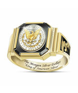 Elvis Presley TCB Concert Eagle Flag Coin American Gold Plated Ring Mens... - $18.99