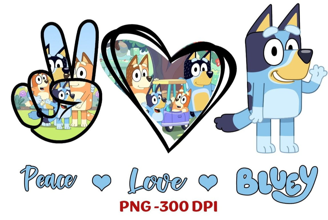 Peace Love Bluey Instant Download-PNG-Sublimation|DTF Printing|Heat ...