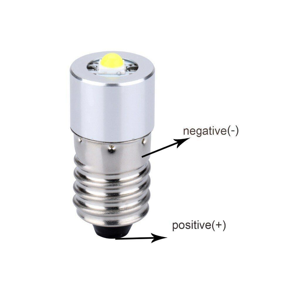 1W E10 Led Flashlight Bulb Lantern Light positive and negative polarity ...