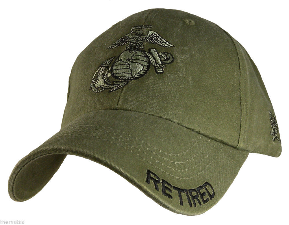 Marine Corps Retired Ega Logo Od Embroidered Military Hat Cap Hats