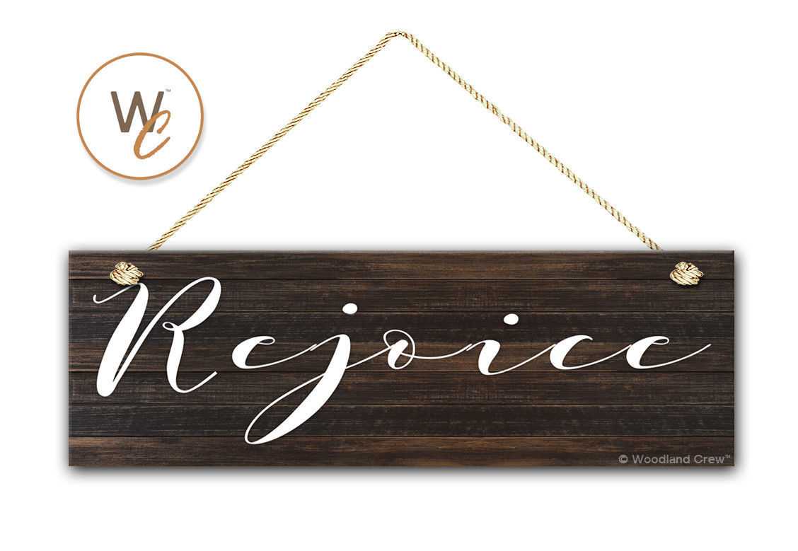 REJOICE Sign, 5.5"x17" Wood Sign, Rustic Home Decor, Inspirational Wall Decor Plaques & Signs