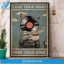 Vinyl Records Cat Lose Your Mind Find Your Soul Canvas And Poster - $49.99