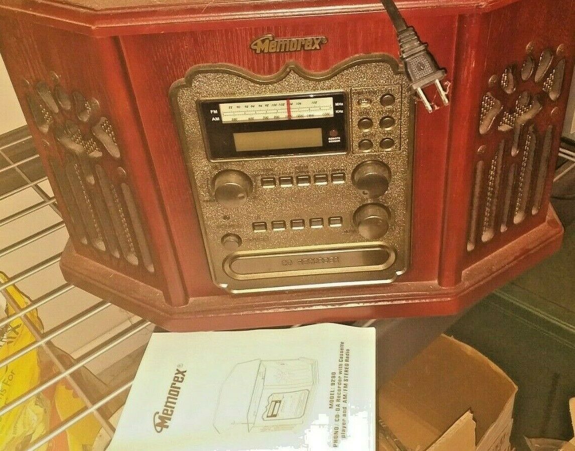 New Memorex Wooden Cassette CD Record Player Am FM Radio Stereo 9290