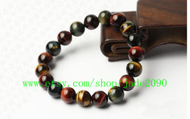 Free shipping - handmade good luck Natural Colorful red yellow blue tiger eye st - $19.99