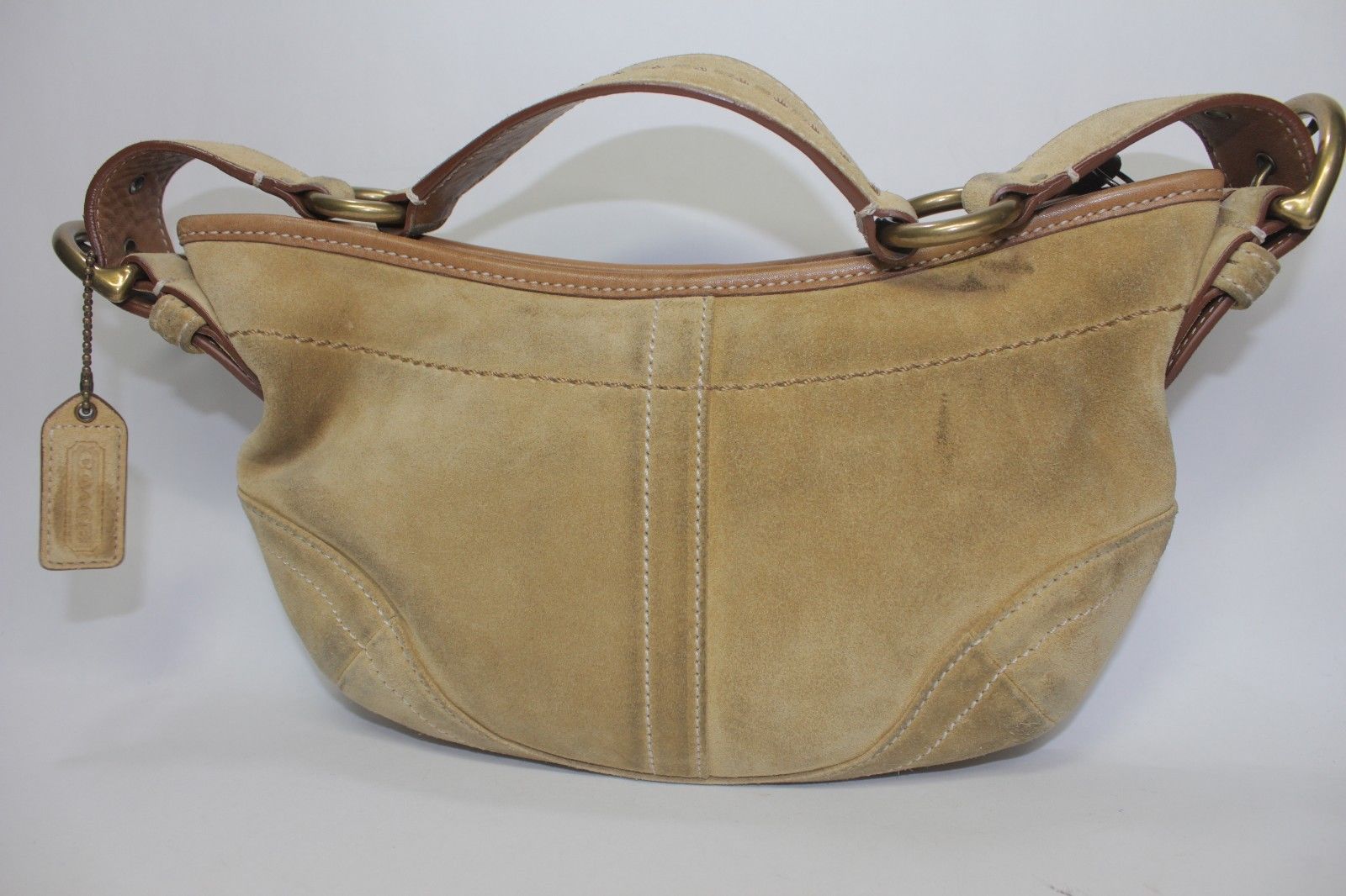 Authentic Coach Camel color Small Suede Leather Shoulder Bag Purse # ...