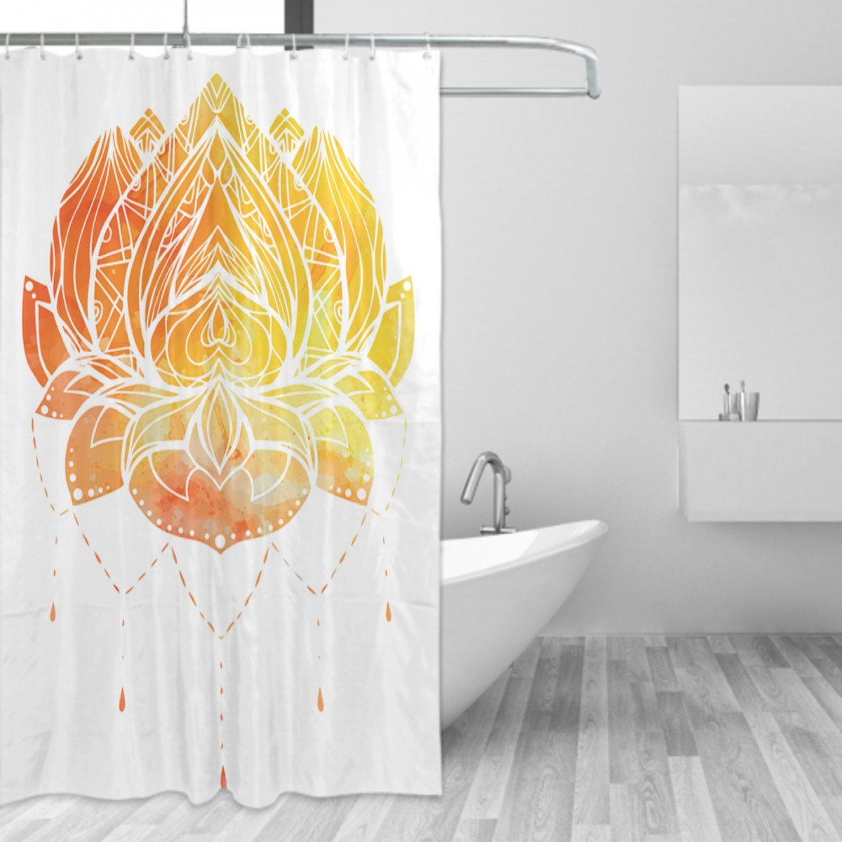 Lotus Flower in Boho Pattern Shower Curtain Shower Curtains
