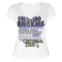 MLB  Woman&#39;s Colorado Rockies WORD White Tee with  City Words XL - $18.99