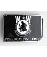 WOUNDED WARRIOR ENAMEL BELT BUCKLE 3.25 INCHES FREEDOM ISN&#39;T FREE - $15.44