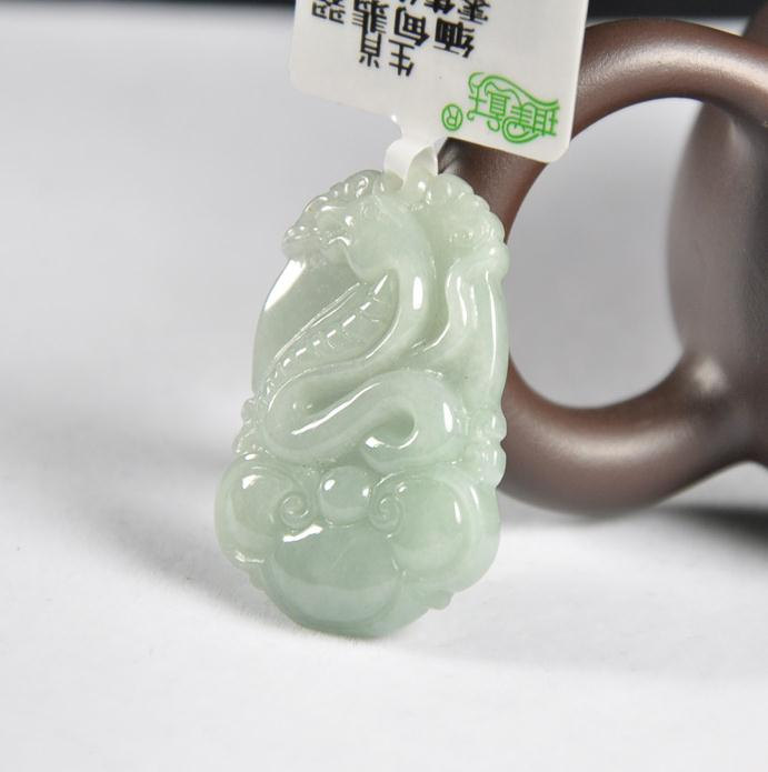 Free Shipping - Natural white Jadeite Jade carved snake charm pendant ...