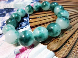 Free Shipping - Natural Green jadeite Jade Round bead prayer beads charm beaded  - $19.99
