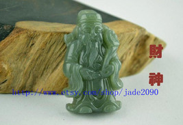 Free shipping - Real Natural dark Green  jade chinese God of wealth charm jade p - $26.00