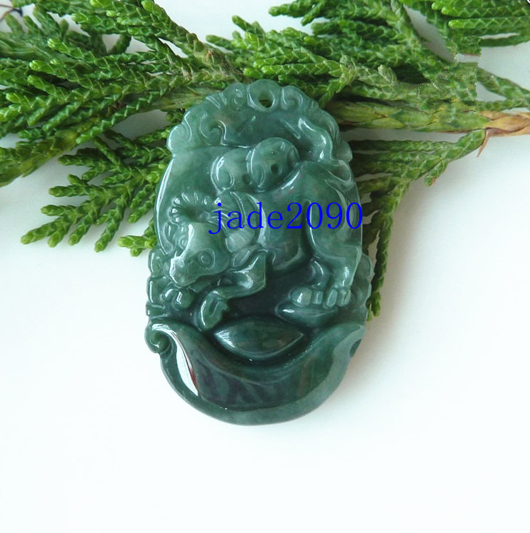 Primary image for Free Shipping -  jadeite jade ox , Elegant Natural green ox jadeite jade charm P