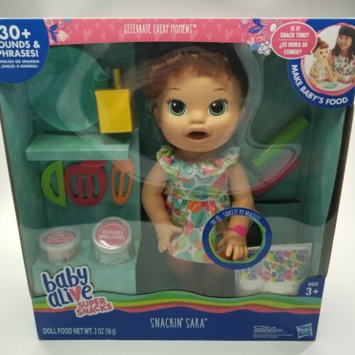New Hasbro Baby Alive Red Hair Super Snacks Snackin Sara Doll