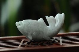 Free Shipping - good luck natural green color jadeite jade charm gold fish charm - $19.99