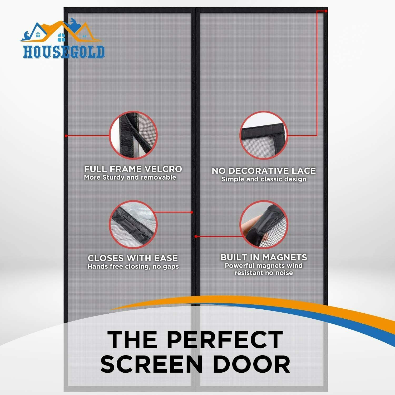 Screen Door for 72"x80" French Door, Durable Fiberglass Double