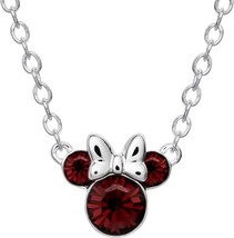 Disney Minnie Mouse Birthstone Necklace Silver Plated Pendant January Burgundy - $138.59