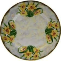 Ucago Japan Lustreware Salad Plate March Daffodil Porcelain Gold Rim Iri... - $14.43