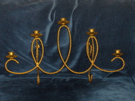 Home Interiors Wall Sconce Homco Brass Holds 5 Votive Candle Holder - $34.97