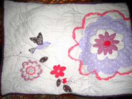 Pottery Barn Kids Standard Quilt Pillow Sham Flowers Birds Purple Pink Lavender - $14.97