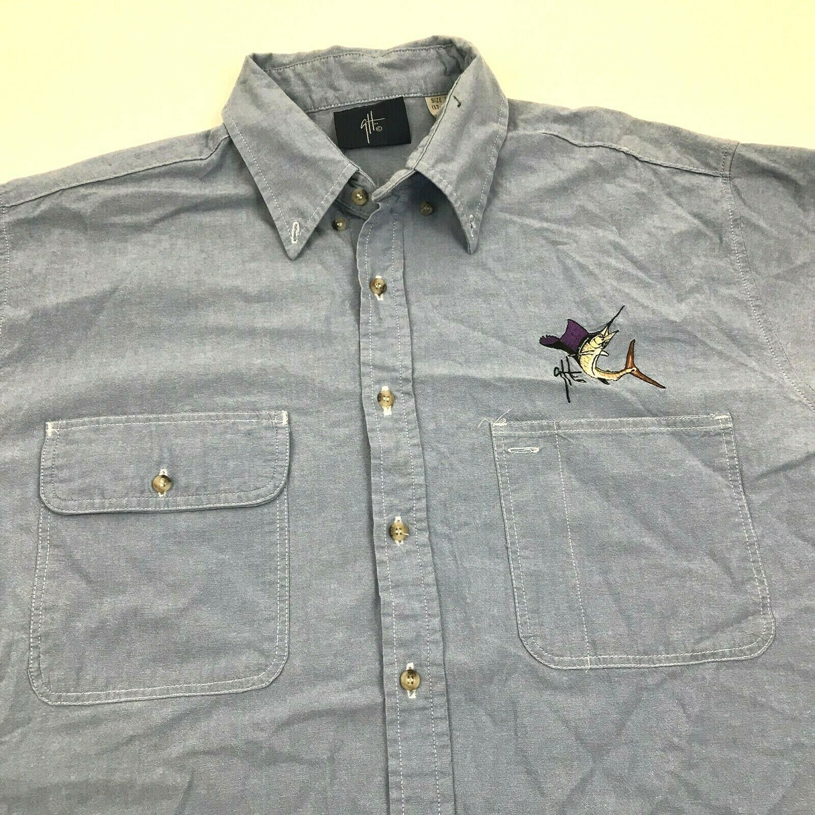 Guy Harvey Men's Button Down Fishing Shirt Size 1X Men's Big And Tall