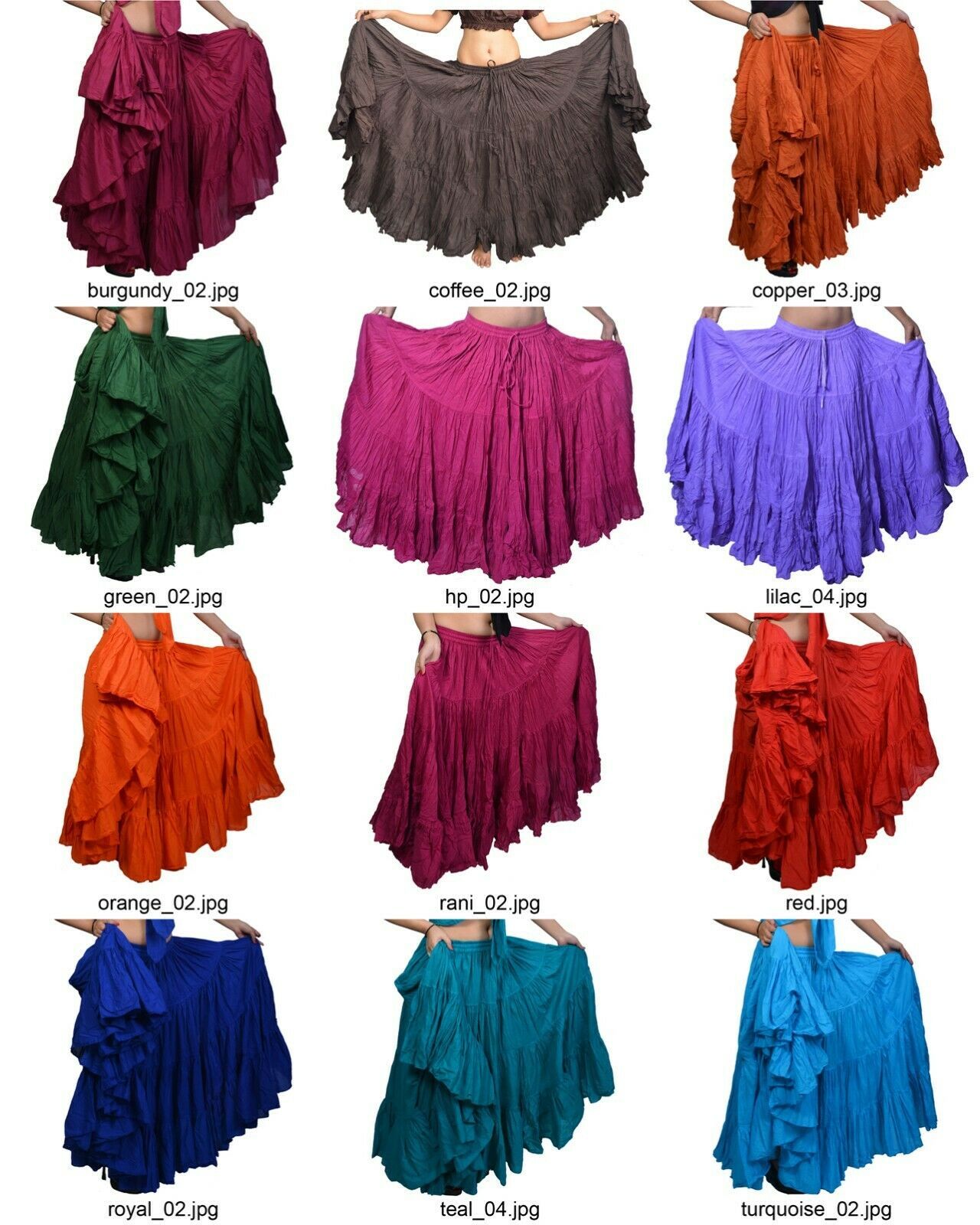 25 Yard Gypsy Belly Dance Skirt Wholesale Lot - Choose quantity & Color